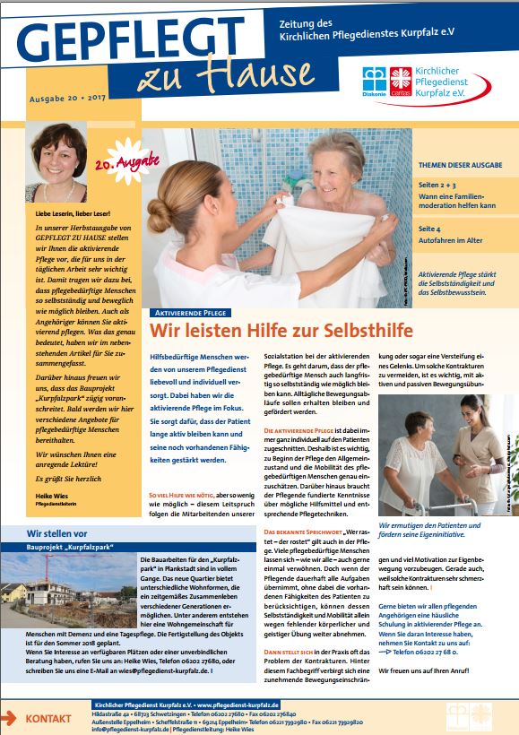 20ten Ausgabe von Gepflegt zu Hause Kirchlicher Pflegedienst Kurpfalz