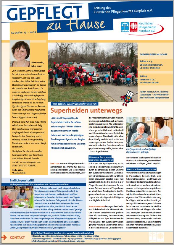 23ten Ausgabe von Gepflegt zu Hause Kirchlicher Pflegedienst Kurpfalz